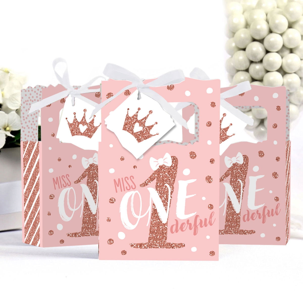 Big Dot Of Happiness 1st Birthday Little Miss Onederful - Girl First Birthday  Gift Favor Bags - Party Goodie Boxes - Set Of 12 : Target