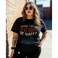 thumbnail image 3 of Women's Graphic T-Shirt Black 4XL Women's Tops Drink Coffee Read Books Be Happy Crew Neck Short Sleeve Shirts for Women, 3 of 3
