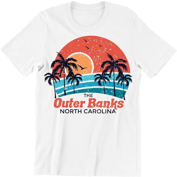 Men's The Outer Banks North Carolina Print Graphic T‑Shirt, Summer Vacation Men T shirts Crew Neck Basic T-shirt For Men