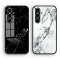 thumbnail image 5 of Case Compatible with Samsung Galaxy S24 FE, Marble Pattern Temepered Glass Design Scratch-Resistant, TPU Bumper Shock-Proof Anti-Drop Protection, Frame Slightly Convex Protection Case, White, 5 of 9