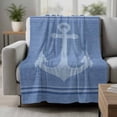 thumbnail image 2 of Nautical Anchor Blanket Soft Cozy Warm Throw Blanket for Couch, Plush Fuzzy Flannel Fleece Blankets for Sofa, Modern Blue Ocean Abstract Striped Bed Blankets Lightweight Gifts for Women, 40"x50", 2 of 9