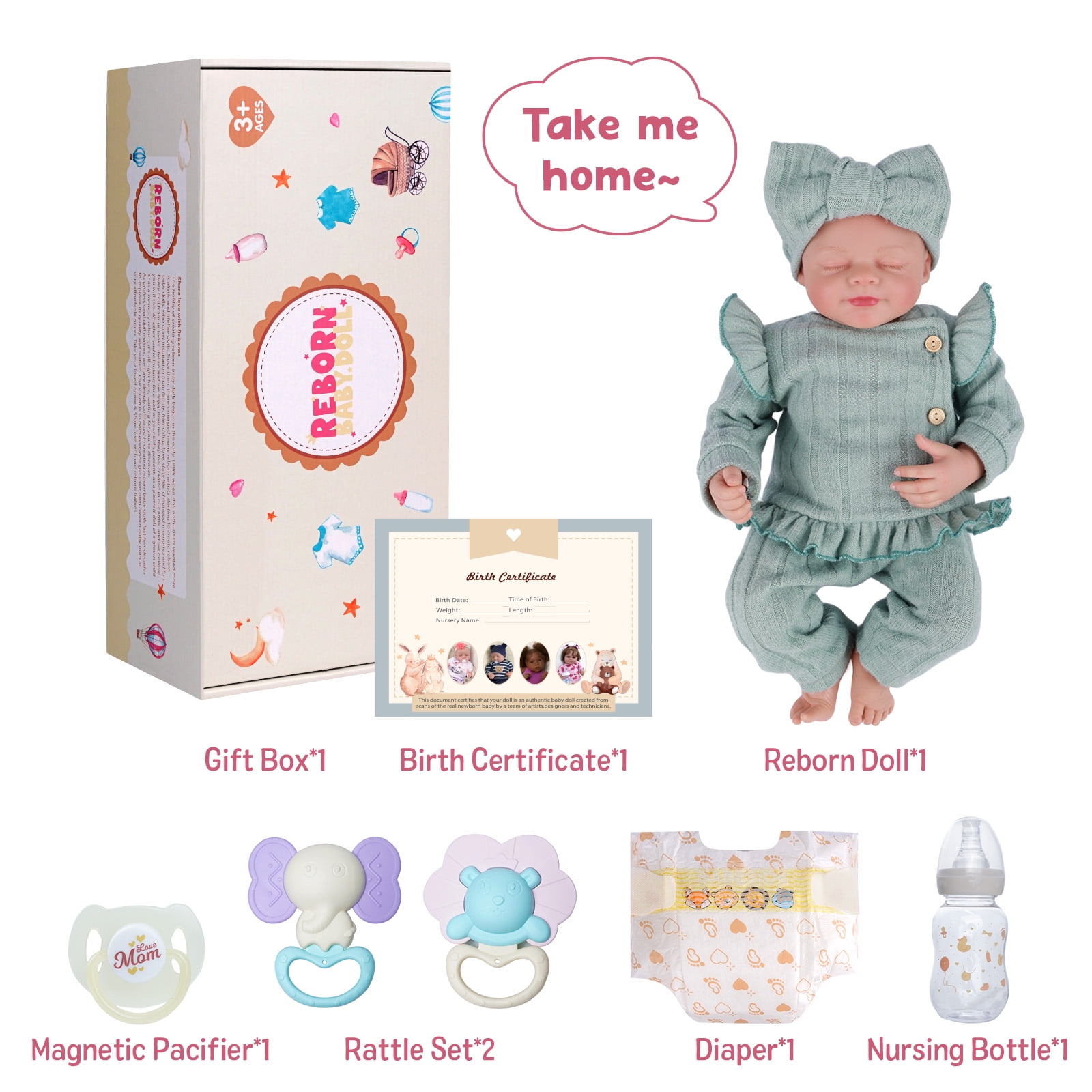 Lifelike Reborn Baby Dolls 18 in Realistic Baby Dolls Real Life Cloth Body Baby Dolls Girl Stella with Gift Box for Kids Age 3+