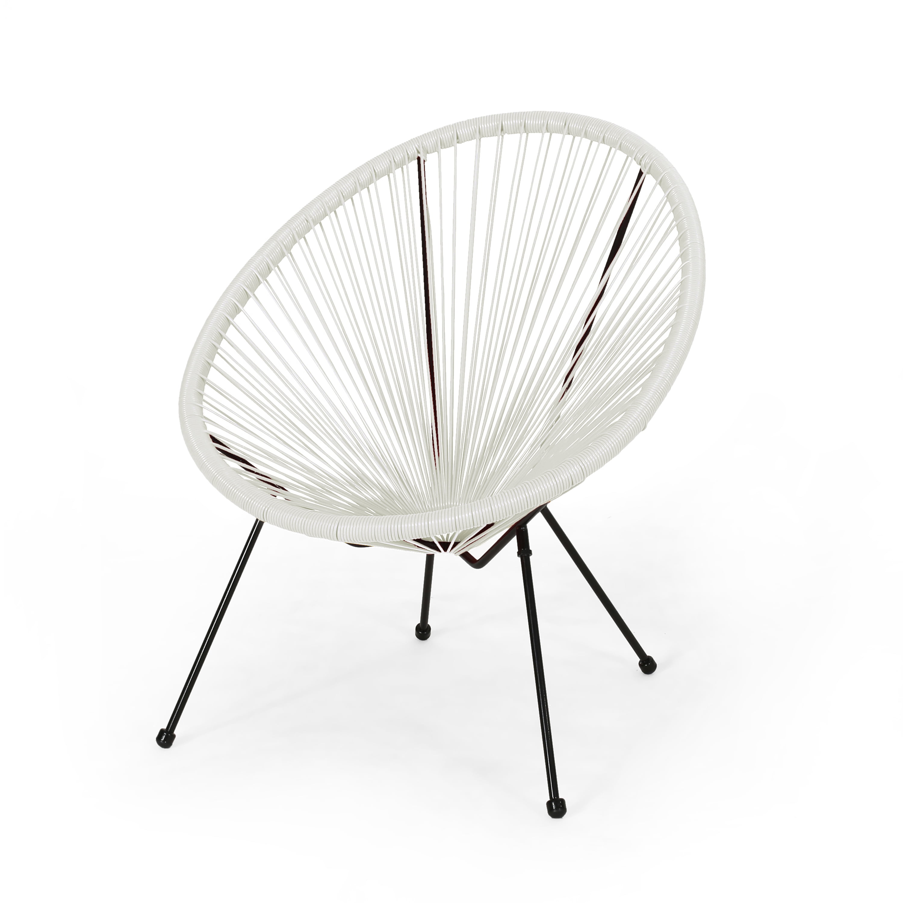 Euroco Rattan Patio Chairs Set of 2,Outdoor Woven Basket Club Chairs with Metal Frame for Living room Backyard Garden,All-weather Wicker,White