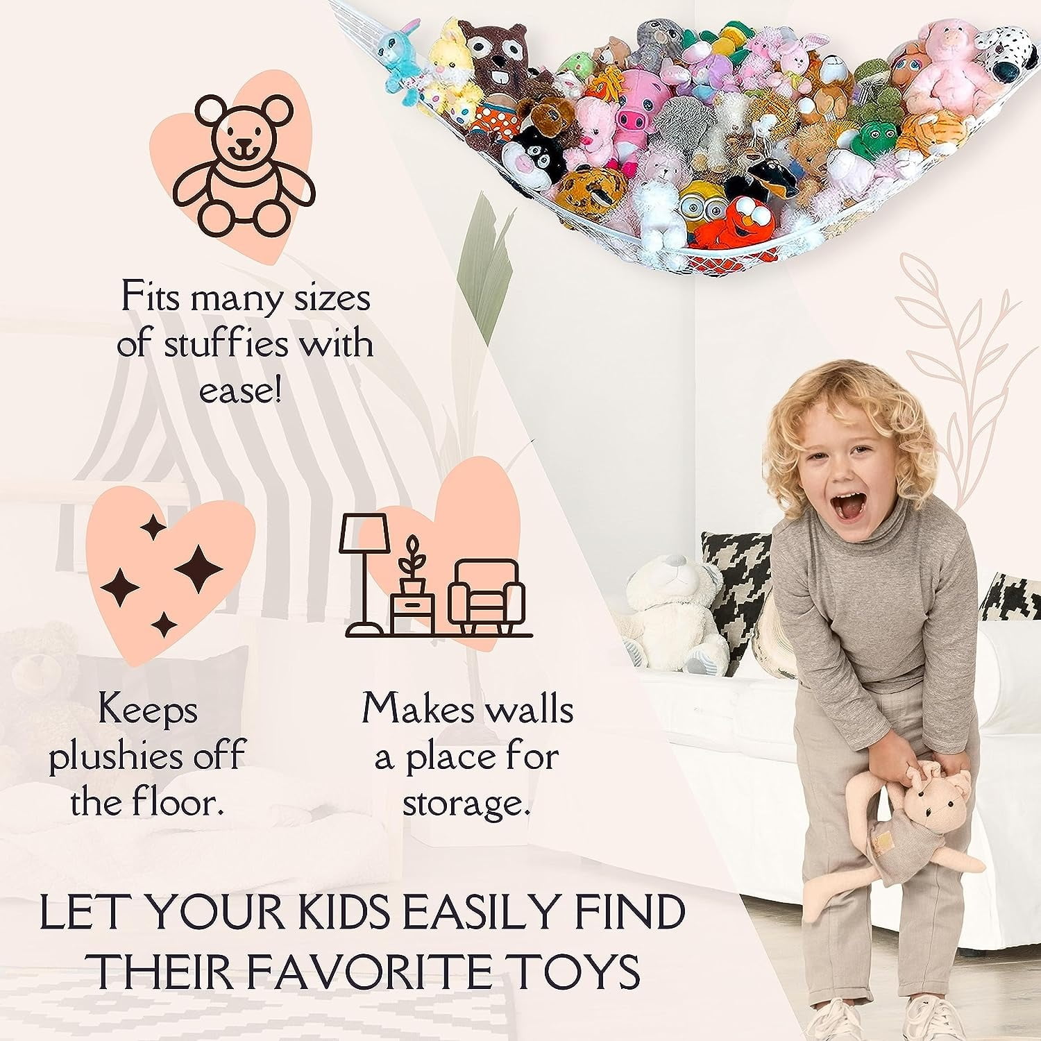 Filet Pour Animaux En Peluche D'angle | Hamac En Maille Organiseur Mural Pour Jouets En Peluche, Hamac D'angle Ou Hamac Pour Jouets En Peluche, Chambre D'enfant, Crèche Et Jeux Qeyeid