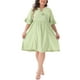 thumbnail image 1 of Vestido midi bohemio de encaje con mangas acampanadas y borlas para mujer de tallas grandes Agnes Orinda 1X verde claro, 1 of 6