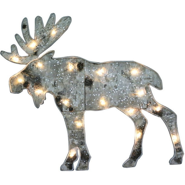 Holiday Time Christmas Lights 18" LightUp Birch Moose Hanging Decor