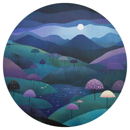 

Full Moon over Mountains 15.4in Diameter PVC Plate Mat Heat-Resistant and Cuttable Kitchen Decor