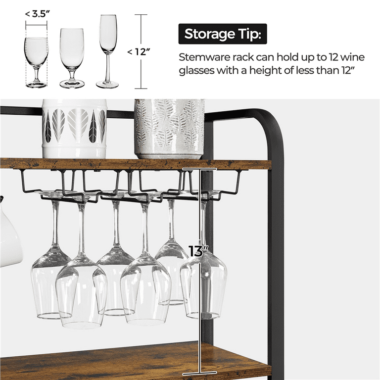 Bakers rack with wine glass holder sale