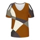 thumbnail image 5 of Tops de Algodón para las Mujeres Color Bloqueado Impreso Manga Corta Cuello en V Fuera Del Hombro, Top de Moda para Diario, 5 of 9