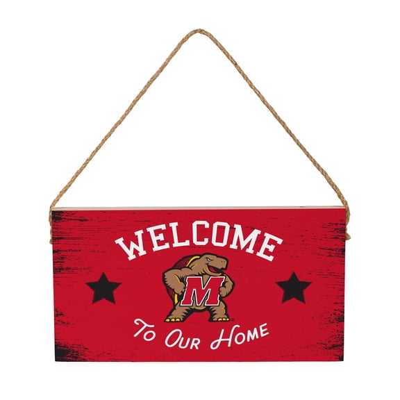 Maryland Terrapins 6" x 11" Welcome Home Wood Wall Sign with Rope Hanger