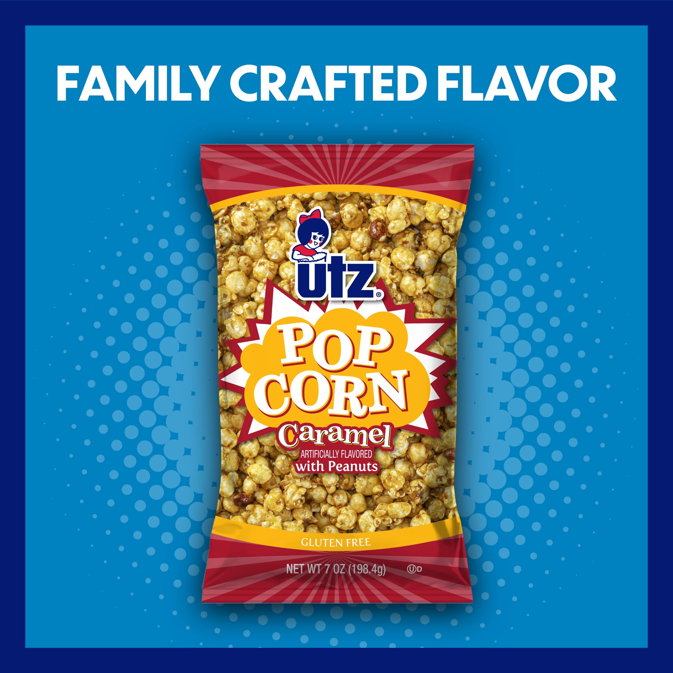 Utz Caramel Popcorn with Peanuts, Gluten-Free, 7 oz Bag