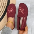 thumbnail image 5 of IEMIEMIEM Orthopedic Casual Shoes for Women Arch Support Flower Embroidered Nurse Shoes Lightweight Slip on Non Slip Walking Shoes Mesh Stretch Soft 2026 Orthopedic Shoes Wine 8 Wide, 5 of 6