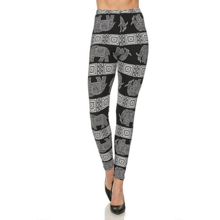- Cali Chic Juniors' Leggings Celebrity Elephant Yummy Brushed Print Pants