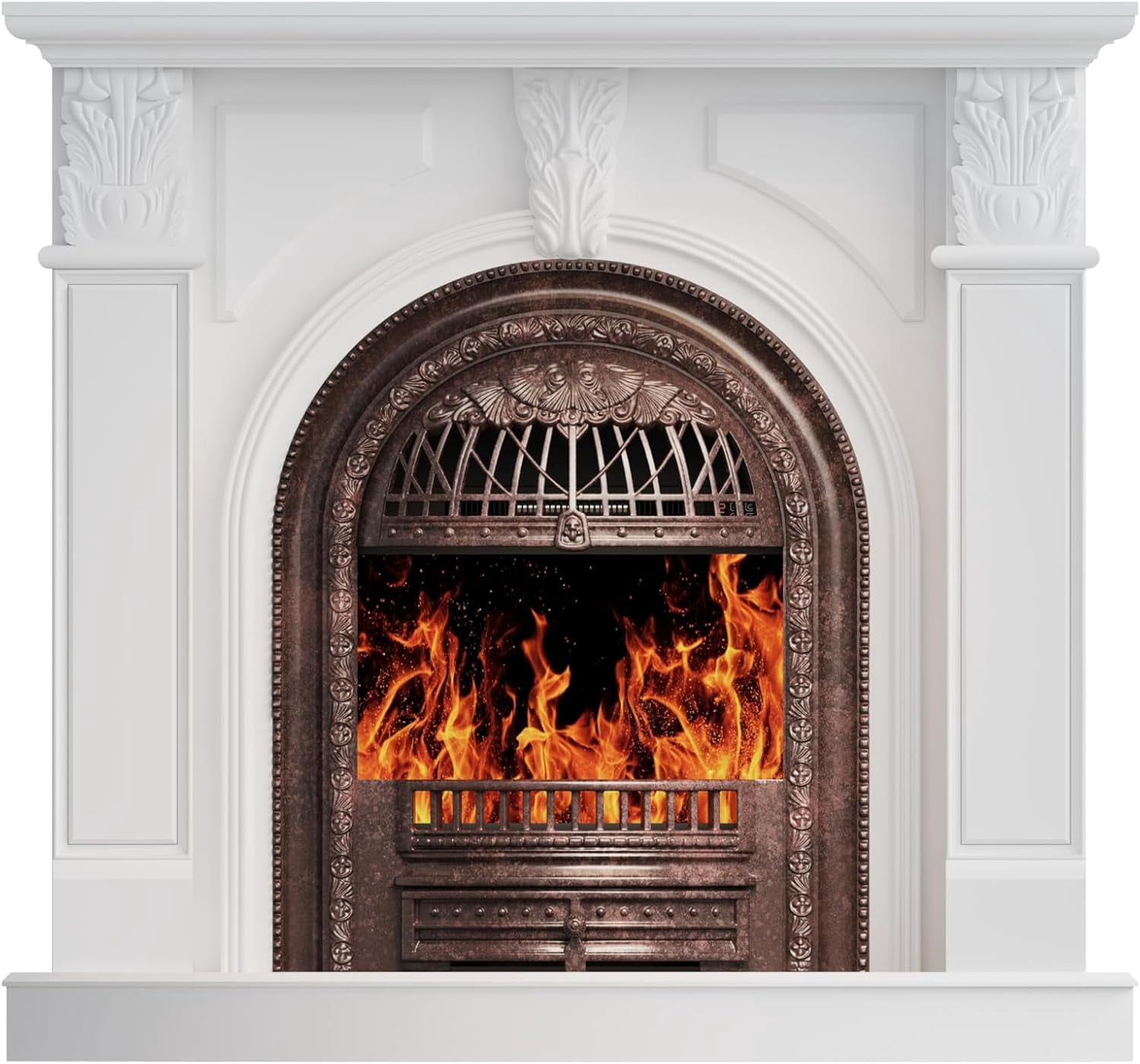 BOSHIRO Electric Fireplace with Mantel, 48 Inch Fireplace Tv Stand with Birdcage Fireplace Heater for Bedroom, Entryway Decor