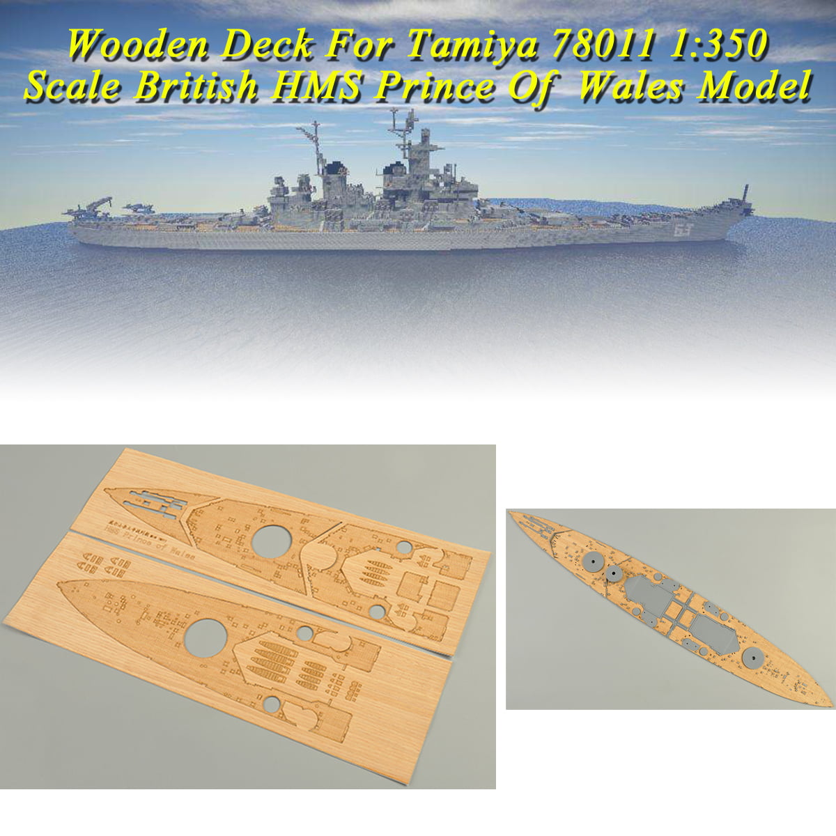HMS Prince of Wales Woodcraft Construction Kit Battleship Wooden 3D Model Puzzle