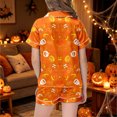 thumbnail image 6 of Kids Halloween Pajamas Size 3-4 Years Childrens Casual Loungewear Short Sleeve Top and Shorts Cozy Set Girls' Pajama Sets Orange, 6 of 6