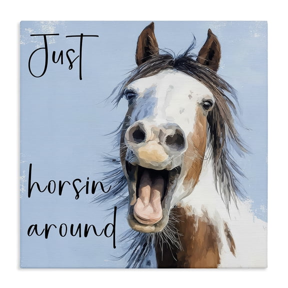 Stupell Industries Eclectic Just Horsin' Around Canvas Art, 17 x 17, by Kim Curinga