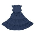 thumbnail image 2 of July 4Th Girls Dresses Size 12 Months Girls' Dresses Ruffle Sleeves Summer Dress Ruffle Neck Chiffon Dress Plain Children's Dress A Line Party Dress Kids Festive Dress with Belt 5 13 Years, 2 of 4