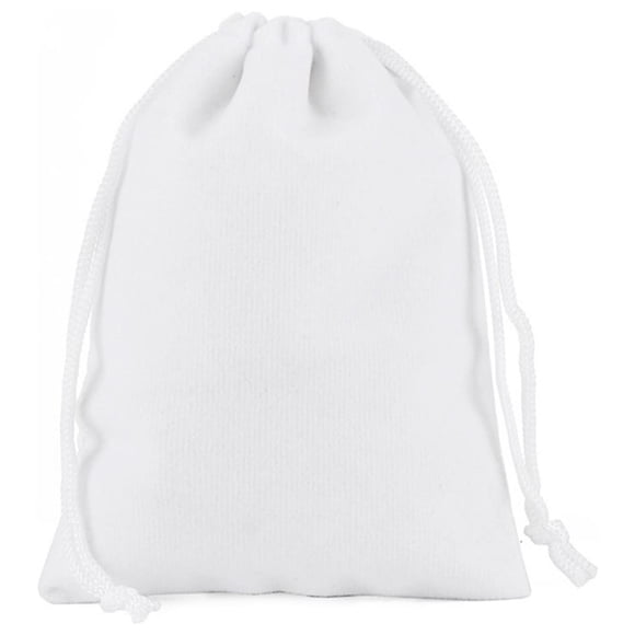 Bisuteria para Emabalaje MiniVelvWhite 25Pzas Blanco 7.2x9cm Terciopelo Bolsa Organza.