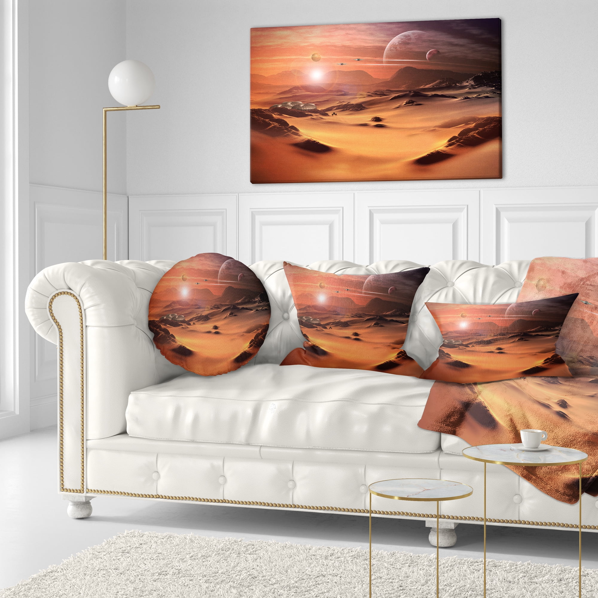 Designart Alien Planet 3D Rendered Computer Art - Landscape Printed Throw Pillow - 12x20