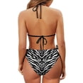 thumbnail image 6 of Uourmeti Women's Halter Two Piece Bikini Set - Zebra Stripe & Dragonfly Print - Sexy Tie Side Swimsuit for Beach Vacation & Pool Party, 6 of 9