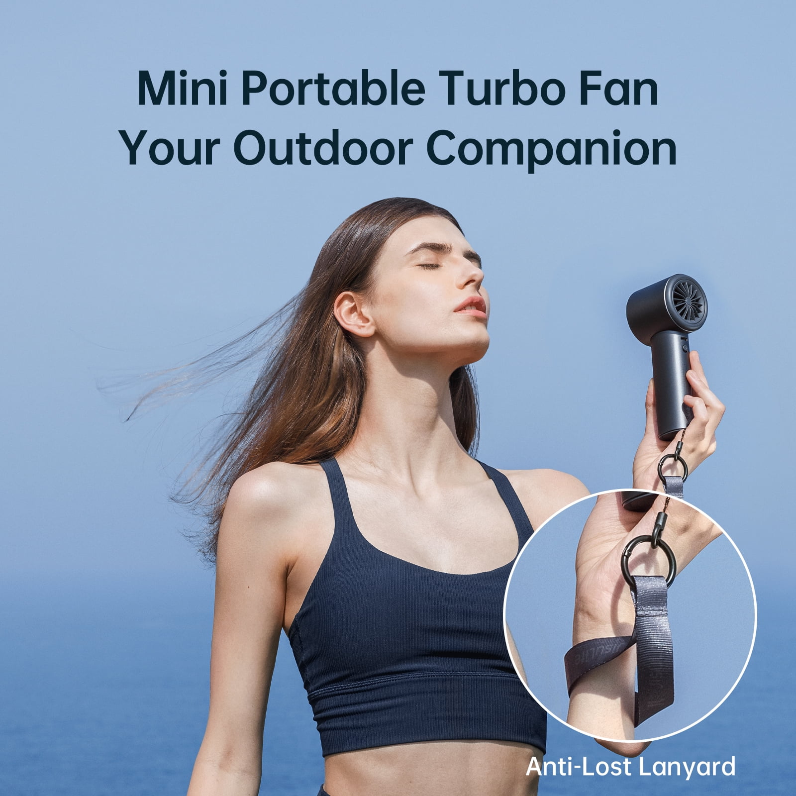 JISULIFE Portable Handheld Fan, Turbo Power High Speed Air [12Hrs Cooling], 100 Speeds, 3600mAh USB Rechargeable Mini Personal Fan, Digital Display, Gift for Travel/Outdoor -Blue