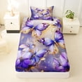 thumbnail image 3 of Erosebridal Chic Vintage Flowers Twin Sheet Sets 3pcs For Teens Adults,Purple Golden Butterflies Bedding For Girls, 3 of 5