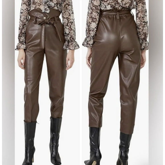 Bardot women's Debbie PU Vegan Leather Very Soft Pant Chocolate in Size 2