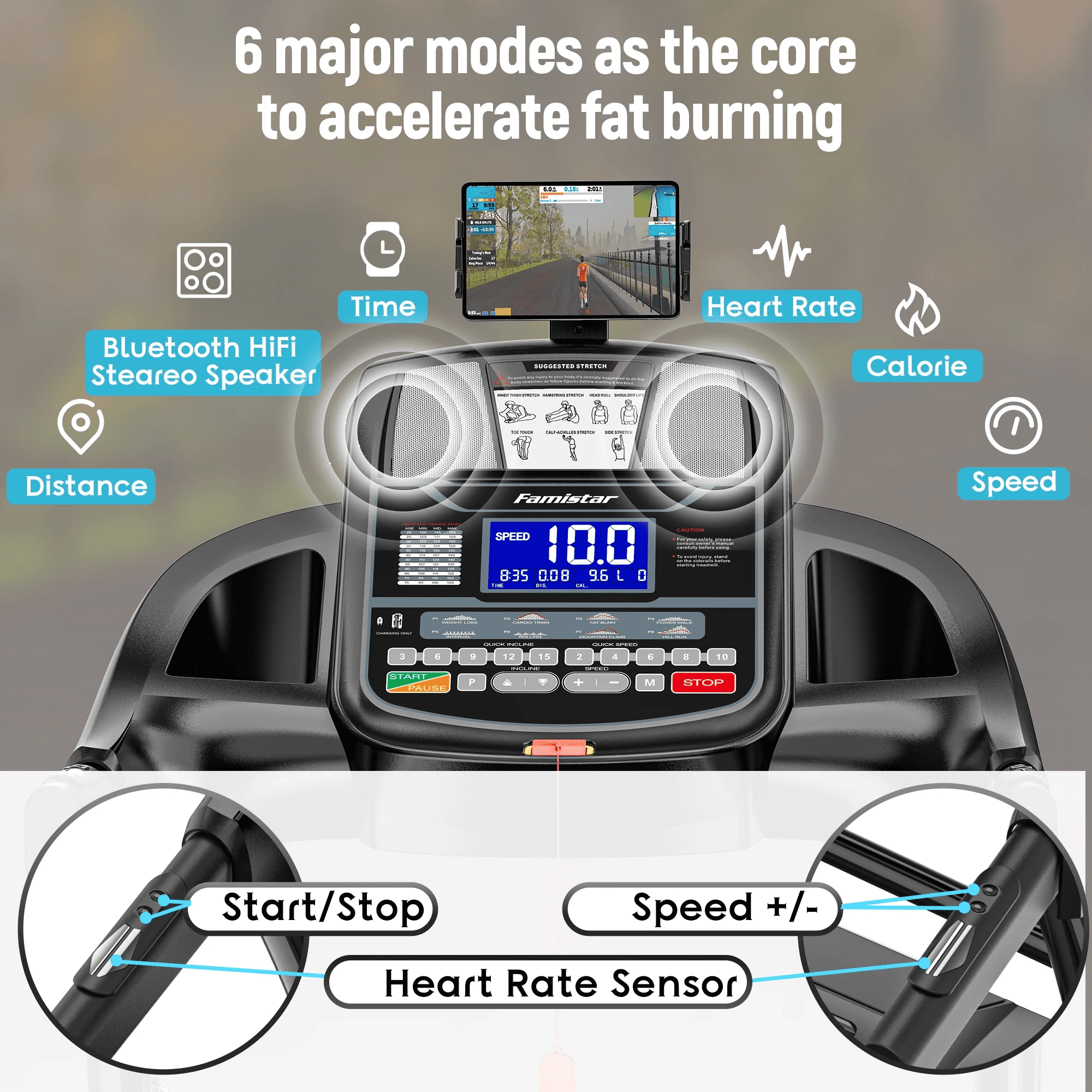 Foldable Treadmill for Home with 20-Level Auto Incline, 5HP Brushless Motor, 12 MPH Speed, 300-400 LBS Capacity, Bluetooth Speakers, App Control, Shock Absorption Running Belt, Caminadora with Auto I