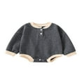thumbnail image 1 of Bébé Fille Garçon Sweat-Shirt Col Rond Romper Pull Patchwork Manches Longues Haut Chaud Automne Vêtements d'Hiver Abricot, 1 of 6