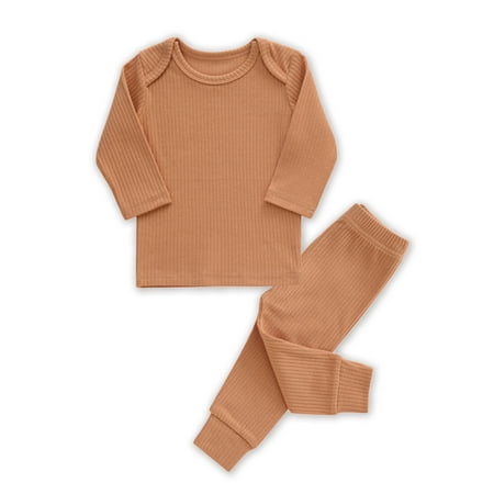 

URMAGIC URMAGIC Infant Baby Boy Girl 100% Cotton Long Sleeve Tops Long Pants Knitted Pajamas Set 2-3 Years