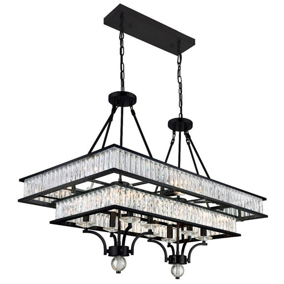 CWI Lighting Shalia 16 Light Traditional Metal Island Chandelier in Black