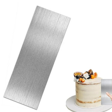 1 Pc 8.6 Inch Stainless Steel Cake Scraper,Cake Metal Scraper for Baking,Sided Patterned Edge Smoother Scraper,Frosting Cake Modeling Scraper,Smoother Leveler Scraper for Cream Cake
