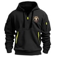 thumbnail image 2 of Jinhomg Men's Tactical Cargo Hoodie Big and Tall Comfy Quarter Zip Sweatshirts Casual Loose Multi-Pocket Athletic Hooded Pullover Prime Big Deal Days Black L, 2 of 4