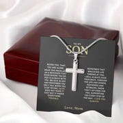 Gift for Son Personalized Gift from Mom Dad, Religious Birthday Gift to Son, Cross Necklace To My Son Graduation Gift, Christian Gift, Cross Necklace Gift with Heart Touching Message Card and LED Box