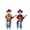 Red+Orange, variant on Dueling Banjo Skeletons Halloween Decor, Animated Musical Skeleton Duo with Light-Up Eyes & Motion, Country Cowboy Skeleton Musicians for Haunted House, Indoor & Outdoor Party Decor (Red+Orange)