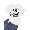 thumbnail image 7 of Women's T-Shirt NOT TODAY SATAN Simple Street Art Short Sleeve Casual Tee Classic Crew Neck T Shirt for Women White, M, 7 of 7