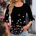thumbnail image 6 of DeHolifer Women's Tops Half Sleeve Crewneck Floral Printed Casual Loose Tunic Tops Dressy T-Shirts Black XL, 6 of 6