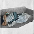thumbnail image 6 of Whale Soft Flannel Fleece Blanket, Big Happy Whale with Ornamental Striped Waves with Motto Artwork Print, Cozy Plush for Indoor and Outdoor Use, 60" x 80", White Dark Blue and Blue, by Ambesonne, 6 of 6