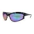 thumbnail image 4 of Color Camouflage Metal Frame Wrap Around Oval Sport Sunglasses Grey Brown Camo - Teal Mirror, 4 of 8