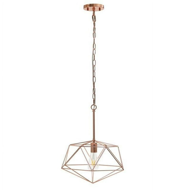All The Rages LHP-3003-RG 16 in. Lalia Home 1 Light Modern Metal Wire Paragon Hanging Ceiling Pendant Fixture, Rose Gold