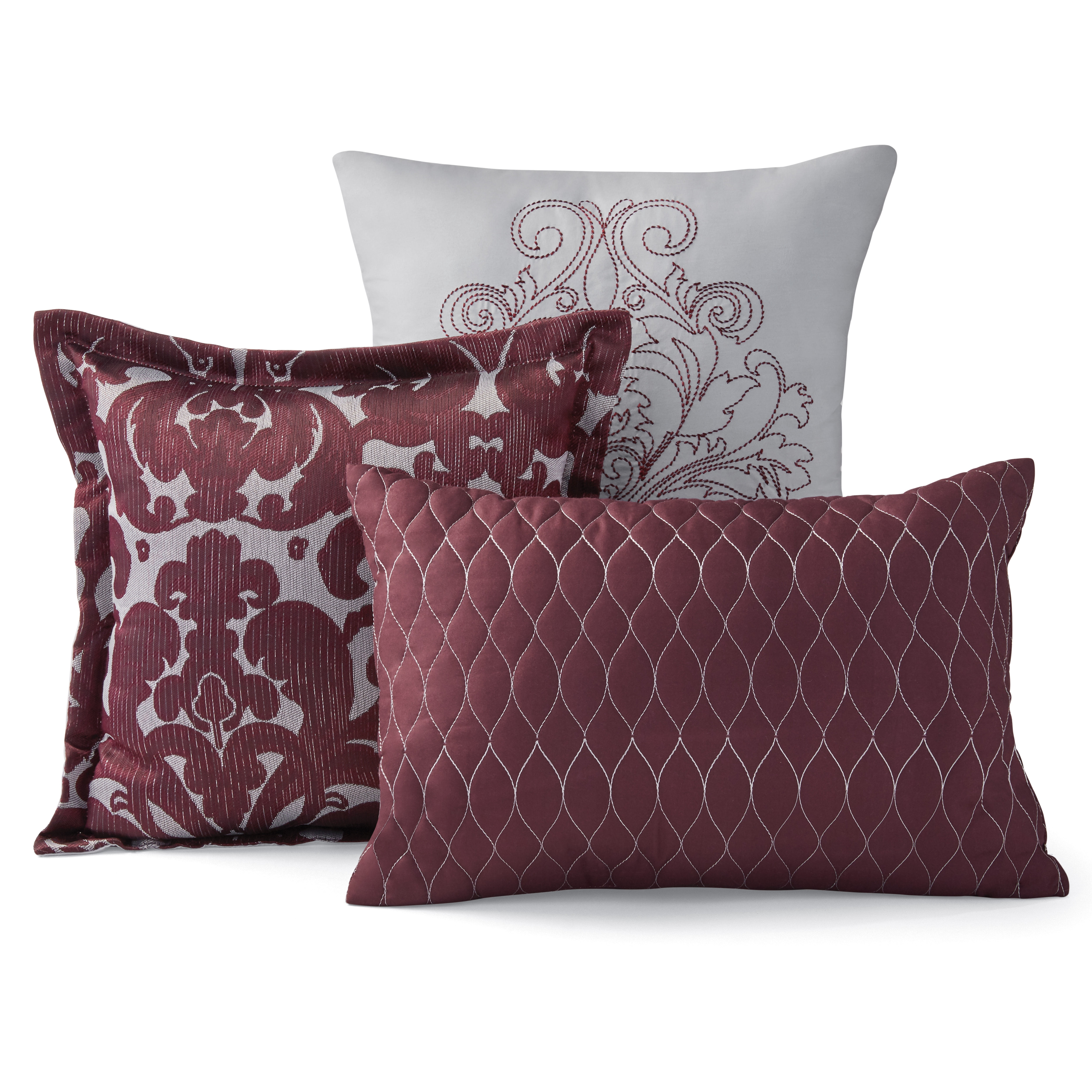 Mainstays 7-Piece Purple Damask Jacquard Comforter Set, King, Adult