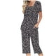 thumbnail image 1 of Conjunto de Ropa de Estar para Mujer, Blusa de Manga Corta de Impresión de Moda Y Pantalones Cortos con Cintura Elástica Hecha de Poliéster, Pantalones de Cintura Elástica para Mujeres, 1 of 6