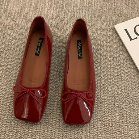 

Flat bow single shoes women s shoes 2023 new spring soft bottoming red bean spring and autumn shoes