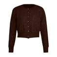 thumbnail image 4 of idosla Cropped Cardigan Bolero Shrug for Women, Button Down Long Sleeve Knit Sweater for Dresses,for Jeans (Brown, L), 4 of 6
