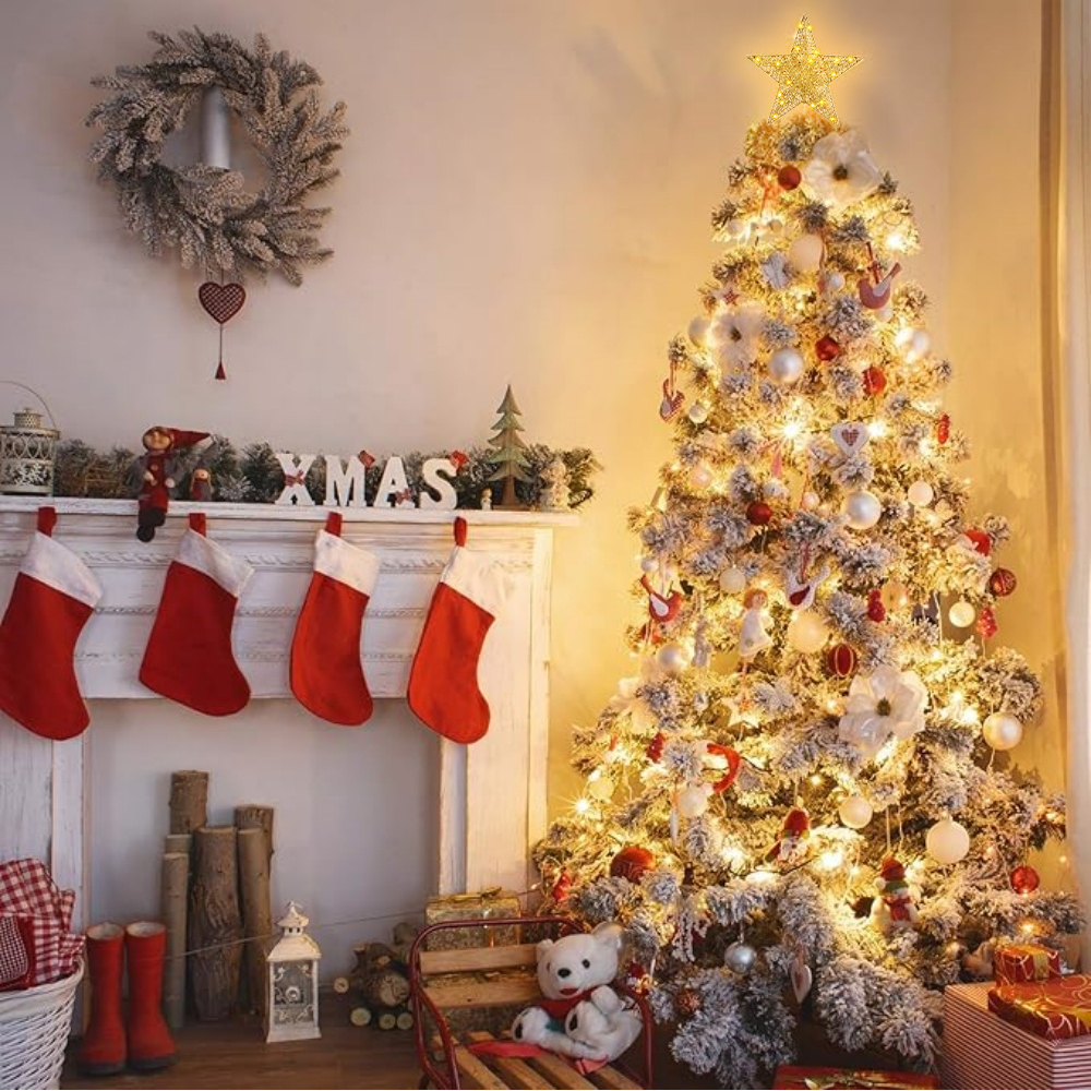 Uncahome Gold Glitter Star Christmas Tree Topper 10 Inch photo 4