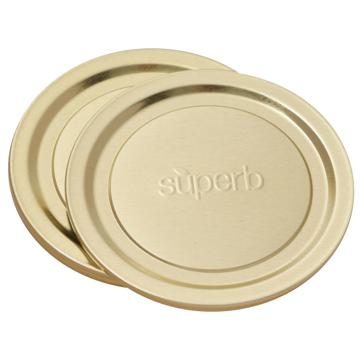 (4 pack) Superb 12-Pack Canning Jar Lids - Wide Mouth, One-Piece Replacement Mason Jar Lids for Canning and Preserving, Fits All Brands Wide Mouth Mason Jars