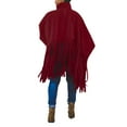 thumbnail image 2 of Biekopu Womens High Neck Long Sleeve Fringe Top Plus Size Tassel Ponchos Cape Cloak Coat Oversized Shawl Pullover Sweatshirt, 2 of 6