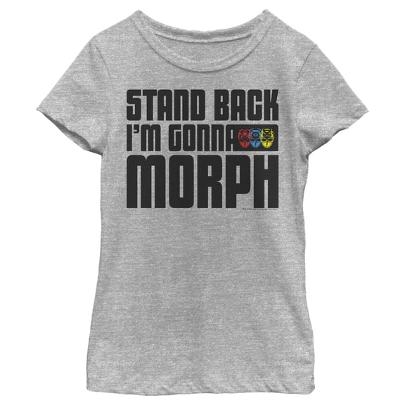 Girl's Power Rangers Beast Morphers Stand Back  Graphic Tee Athletic Heather Large