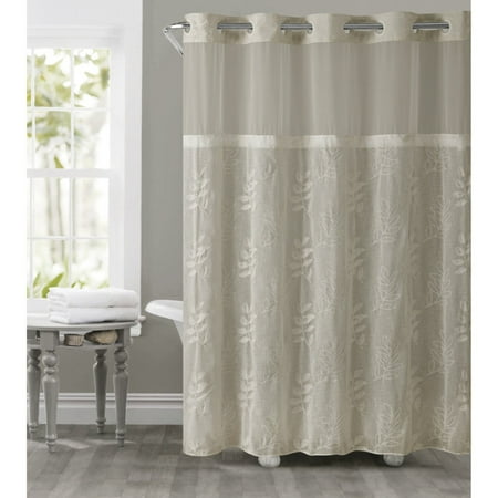 Palm Desert Shower Curtain - Hookless Tan Palm Leaves Polyester Shower Curtain